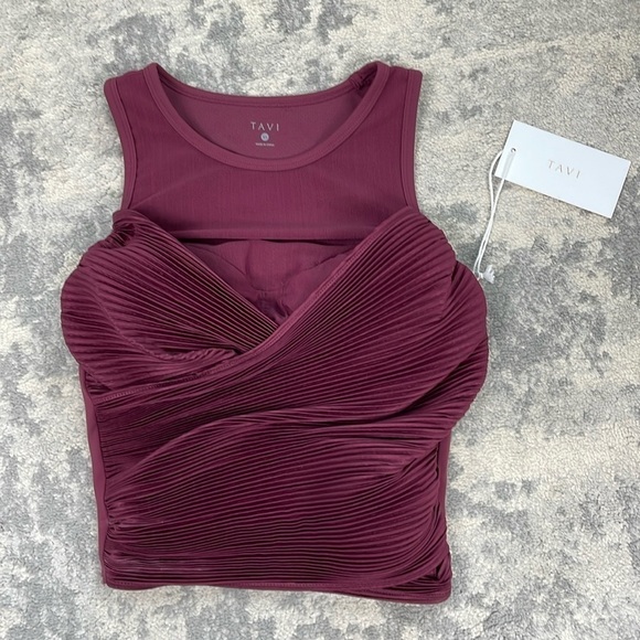 NWT Tavi Pleated Bra Tank Athletic Garnet Cabernet Maroon Sz XS - Picture 5 of 15